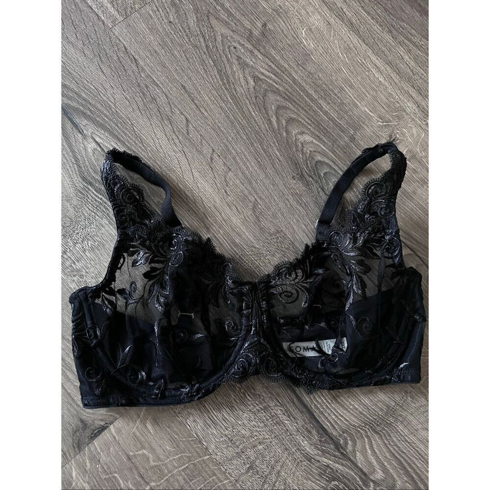 Soma Sensuous Sheer Black Lace Unlined Bra Size 34D